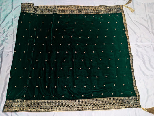 Classic Green Velvet Jamawaar Palta Shawl