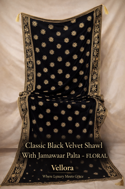 Classic Black Velvet Jamawaar Shawl